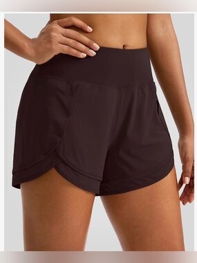 High-Rise Athletic Shorts for Women in Dark Brown